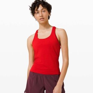 Lululemon swiftly tech racerback 2.0 *race length* in color dark red, size 6